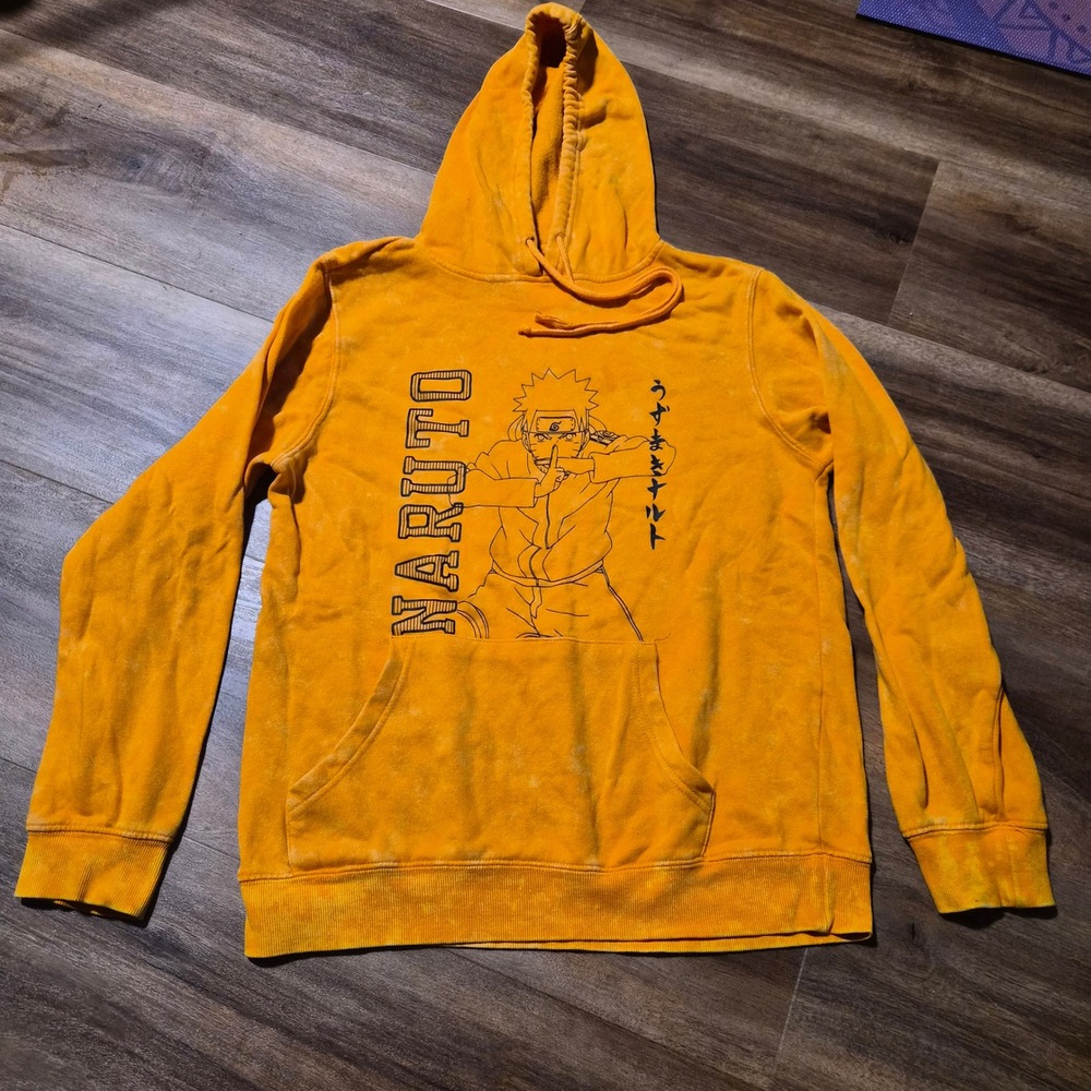 Naruto Shippuden Viz Media Orange Mineral Wash Graphic Hoodie Kids Small Anime